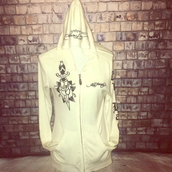 Ed Hardy Jackets & Blazers - Ed Hardy Love Kills Slowly Knitted White SweaterXL